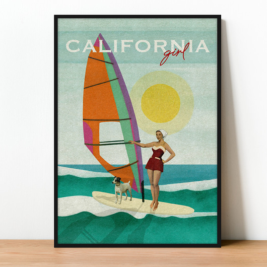 Plakat Fine Art giclee kolaż CALIFORNIA GIRL
