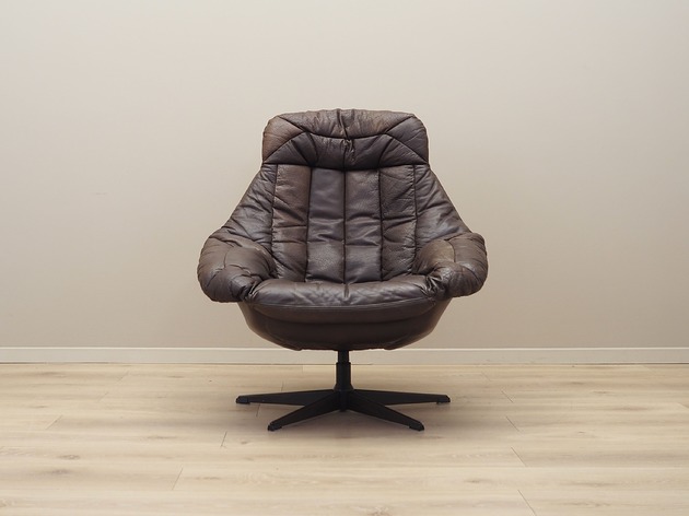 Fotel obrotowy skórzany, duński design, lata 60, H.W. Klein, Bramin