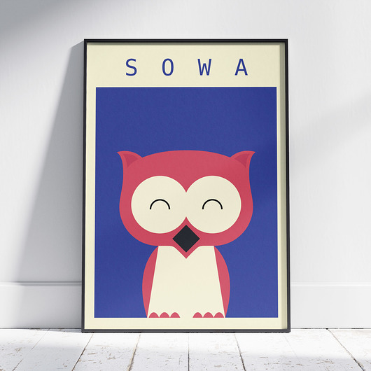 Sowa - plakat dla dzieci, zwierzęta, dekoracja do pokoju dziecka
