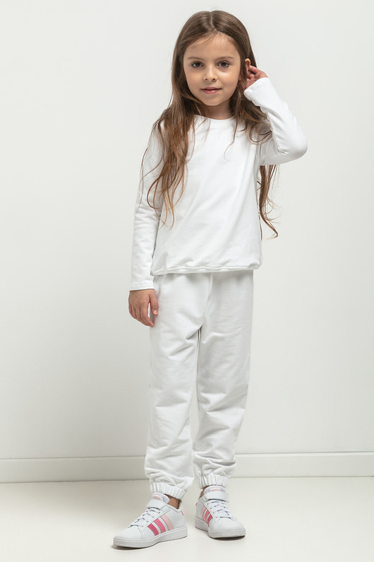 Spodnie dresowe w typie jogger dla dziecka, MMD38, białe
