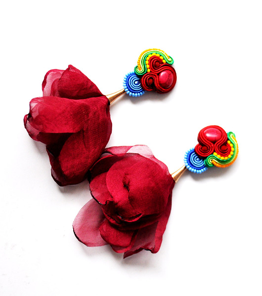 Sutaszowe kolczyki BORDEAUX _ EXPRESS