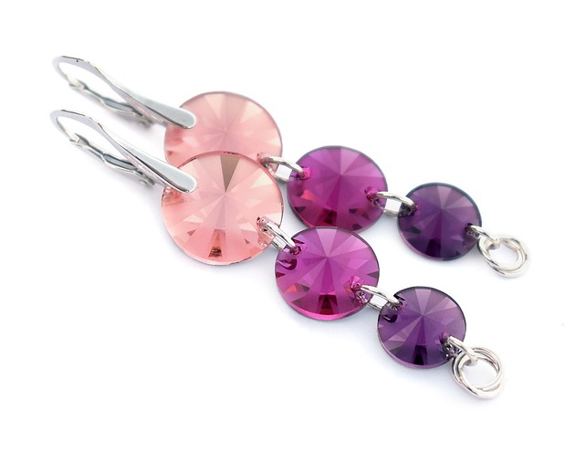 Kolczyki srebrne- Campari na Capri - Kryształy Swarovskiego