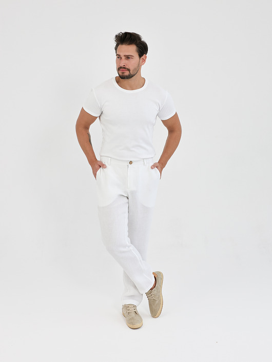 Lniane spodnie SUNSET pure white