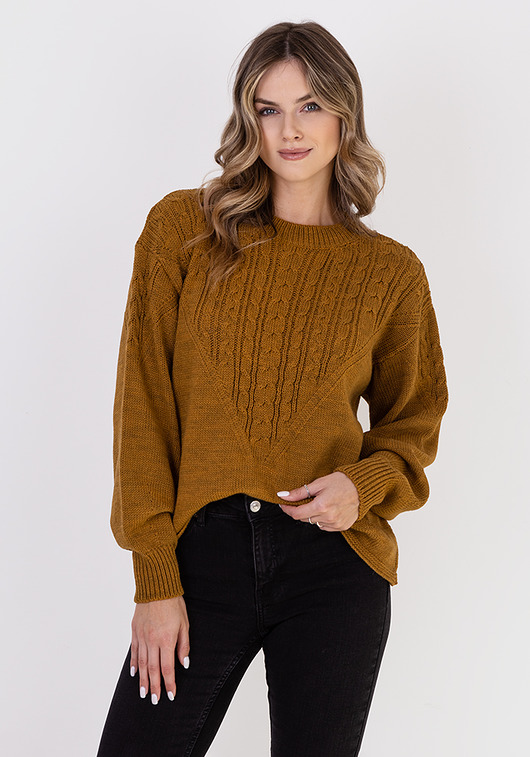 Sweter w sportowym stylu - SWE322 miodowy MKM