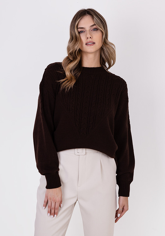 Sweter w sportowym stylu - SWE322 brąz MKM