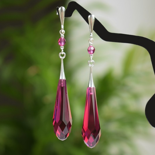 Grace - Ślubne kolczyki - Ruby - Kryształy Swarovski