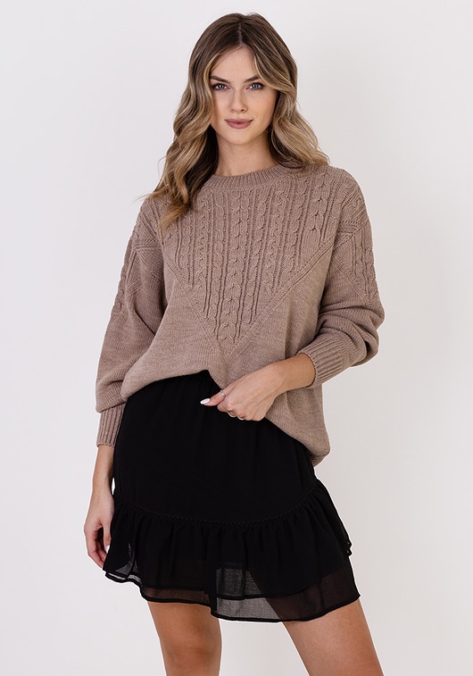 Sweter w sportowym stylu - SWE322 mocca MKM