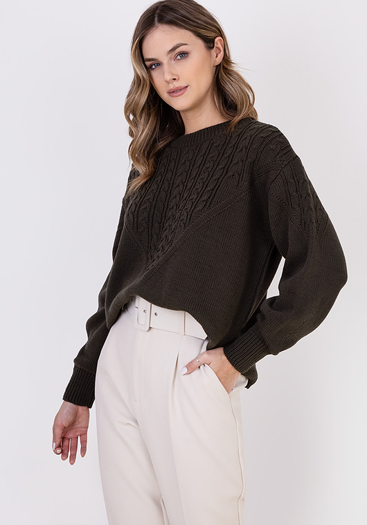 Sweter w sportowym stylu - SWE322 zielony MKM