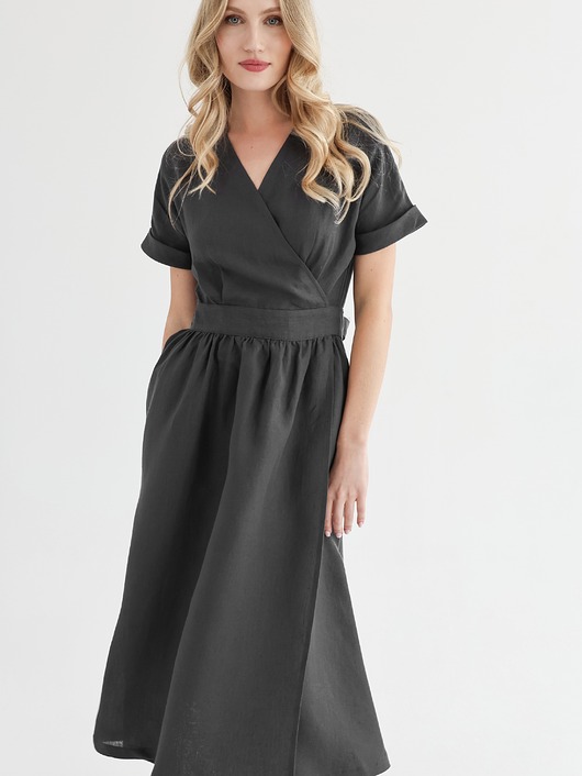 Lniana sukienka jasmine deep black