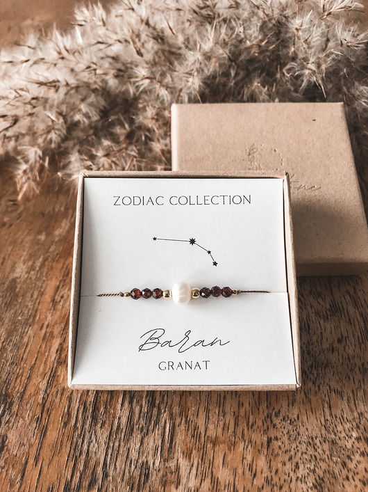 Bransoletka znak zodiaku Baran granat