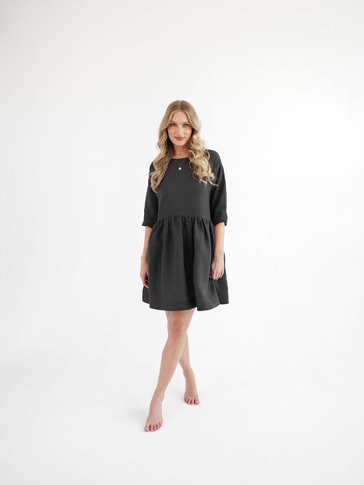 Lniana sukienka daisy deep black