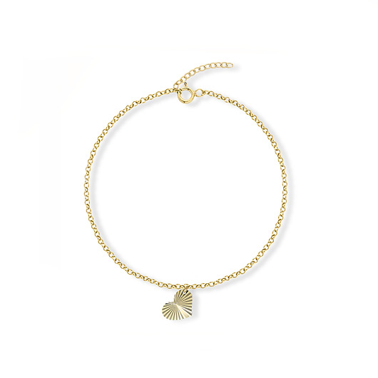 Bransoletka srebrna pozłacana z diamentowanym sercem