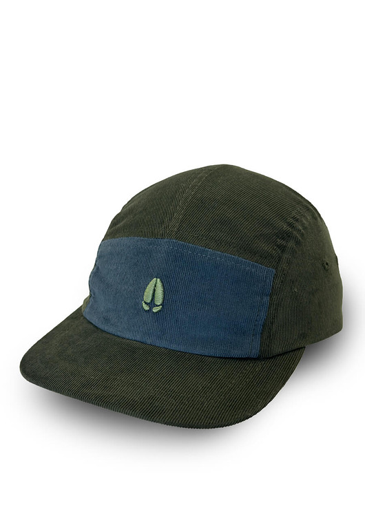 AGAMA JUNIOR 5 panel - oliwkowo niebieska dziecięca czapka z daszkiem