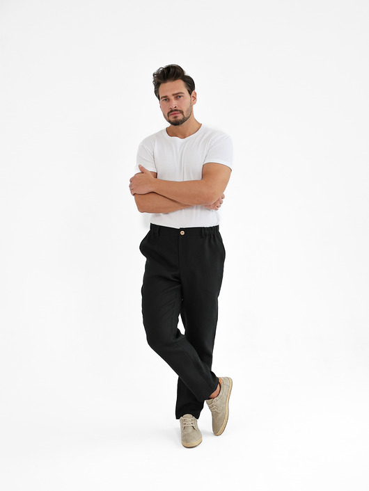 Lniane spodnie SUNSET deep black