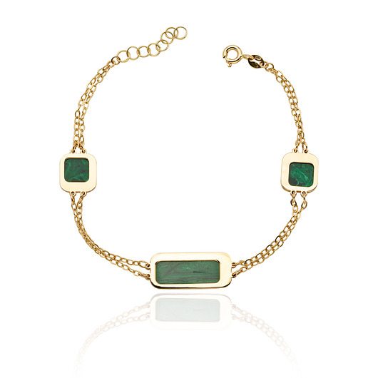 Złota bransoletka z malachitami
