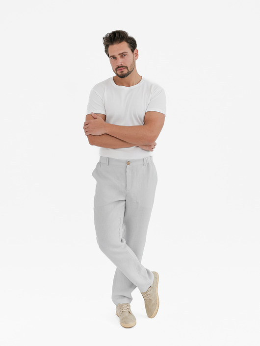 Lniane spodnie SUNSET light gray