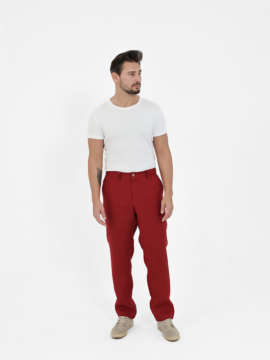 Lniane spodnie SUNSET red wine