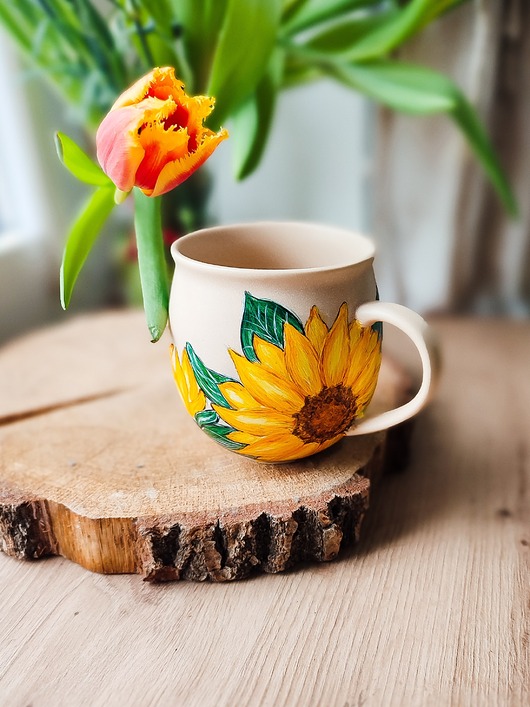 Kubek artystyczny - malownicze słoneczniki