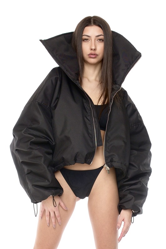 Krótka kurtka typu bomber collar czarna