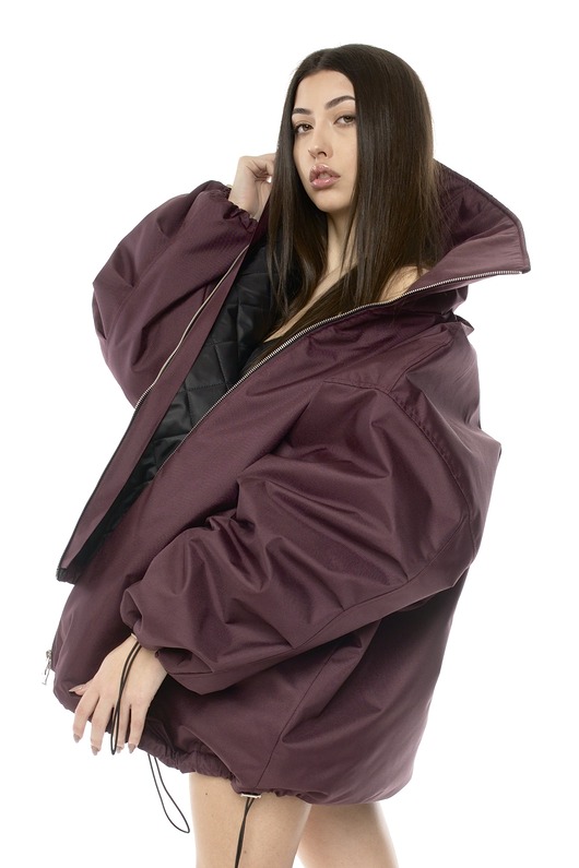 Kurtka typu bomber oversize burgundowy