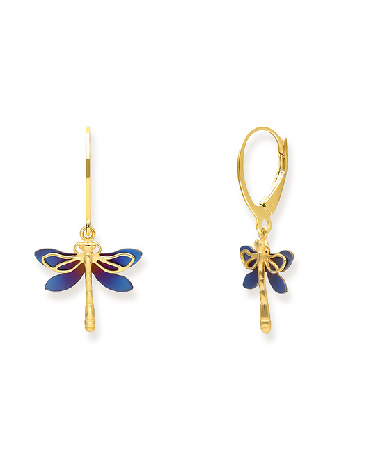 Kolczyki srebrne pozłacane z tytanową ważką