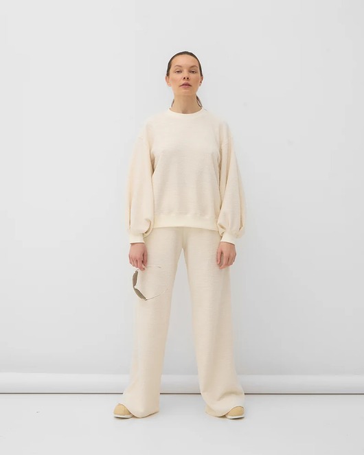 Bawełniana bluza Enjoyable ecru boucle