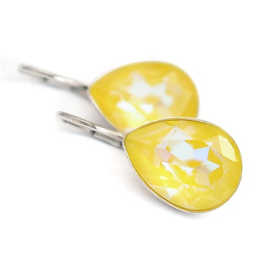 Kolczyki- Kryształy Swarovski-Cytrynowe krople