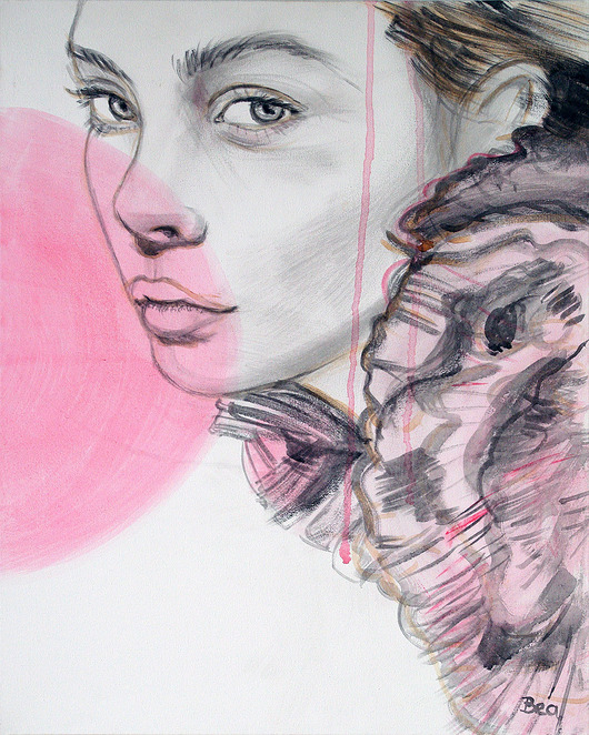 Różowa dziewczyna - oryginalny obraz na płótnie