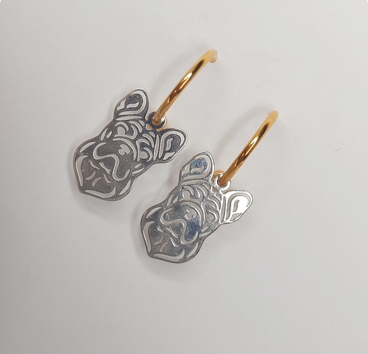 Kolczyki srebrne Buldożki pieski