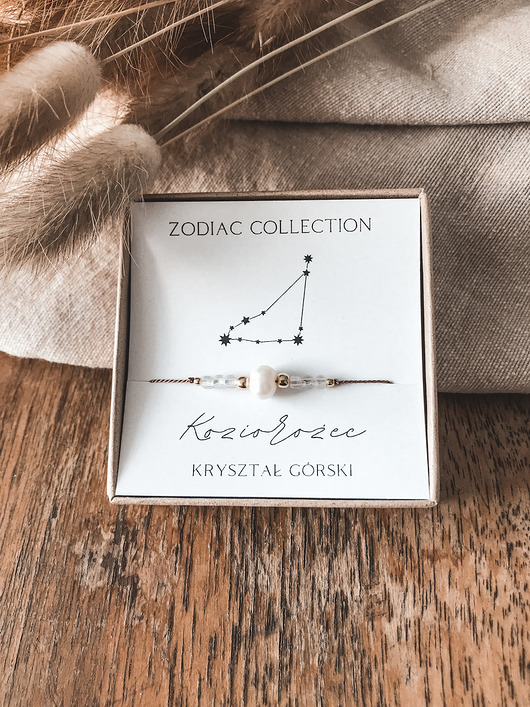 Bransoletka znak zodiaku Koziorożec kryształ górski