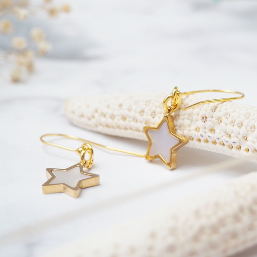 WYSYŁK A24H- KOLCZYKI GWIAZDKI srebro złocone i masa perłowa