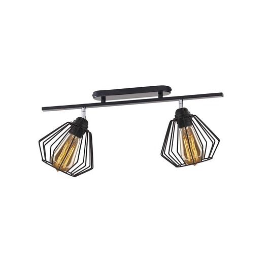 Czarna lampa sufitowa na listwie z regulowanymi kloszami HOUSTON LOFT