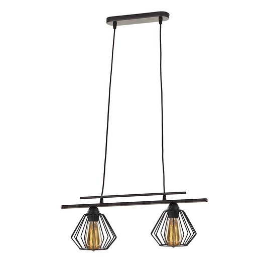 Czarna lampa wisząca druciana 2 - punktowa BURGOS LOFT