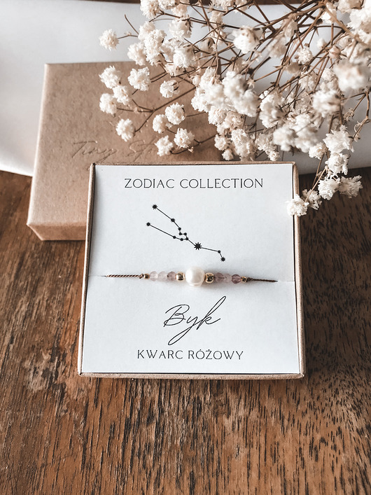 Bransoletka znak zodiaku Byk kwarc różowy