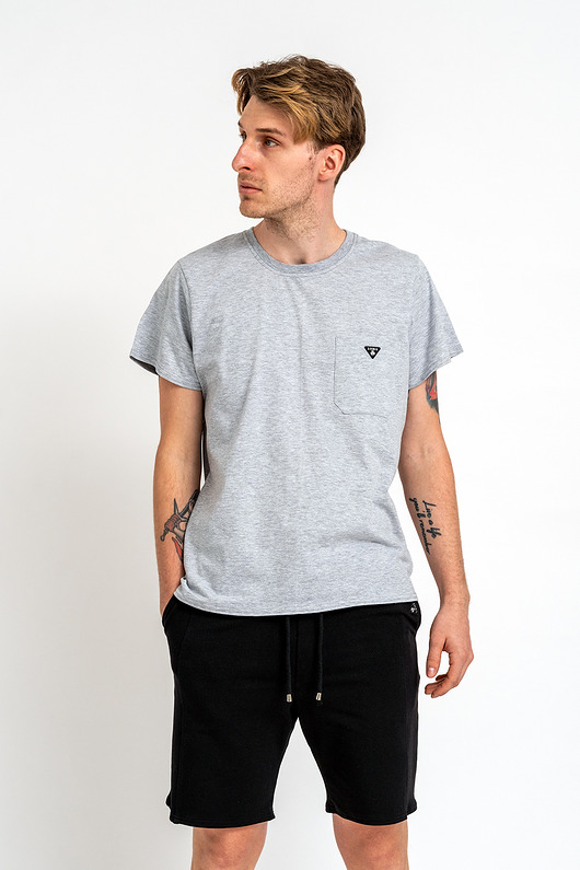 T-shirt męski gładki z kieszonką WILLIAM szary