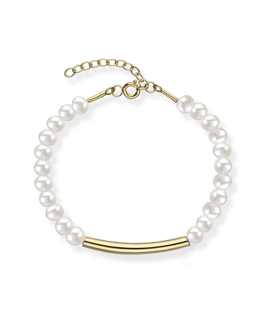 Bransoletka srebrna pozłacana z pereł naturalnych z rurką