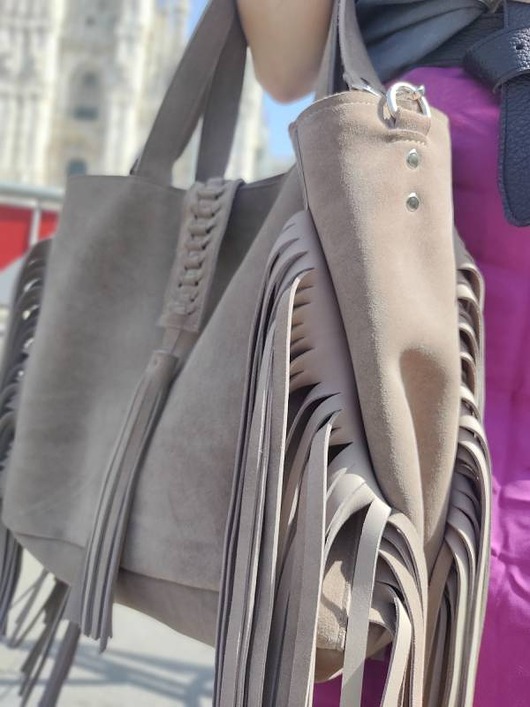 Torba zamszowa z frędzlami - Jane