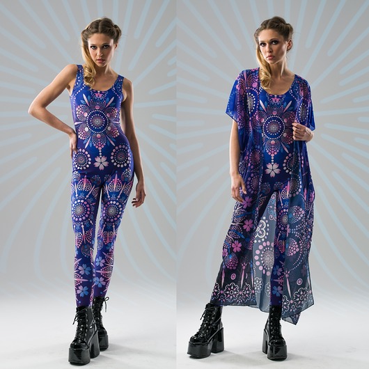 Zestaw BLUE MANDALA BLISS - Kombinezon z kimonem