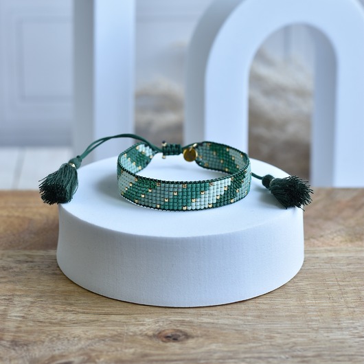 Tkana bransoletka - zielona