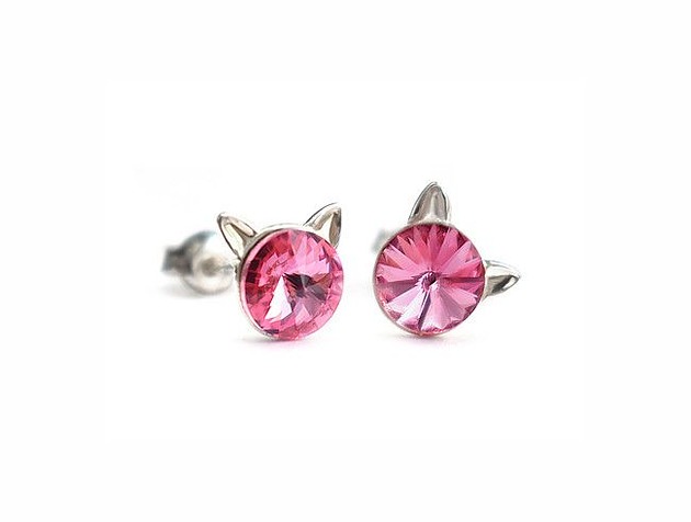 Kolczyki - kryształy Swarovski - małe kotki Rose