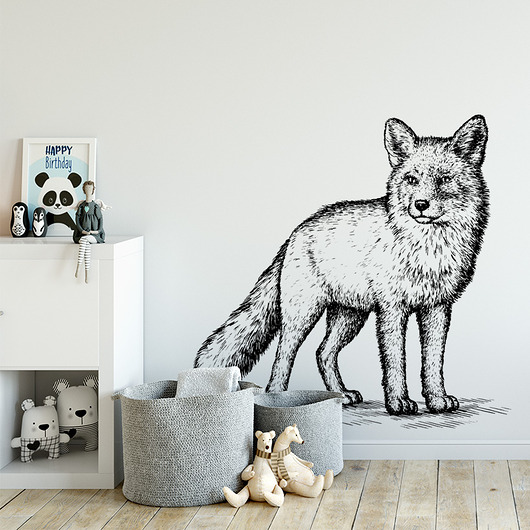 Naklejka ścienna Lis black&white 2