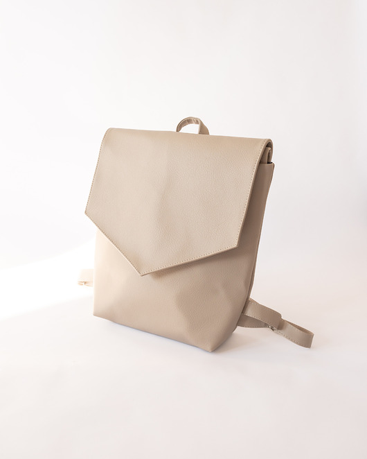 LINE Stone-Beige Vegan-Leather Backpack
