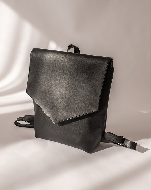 LINE Black Vegan-Leather Backpack