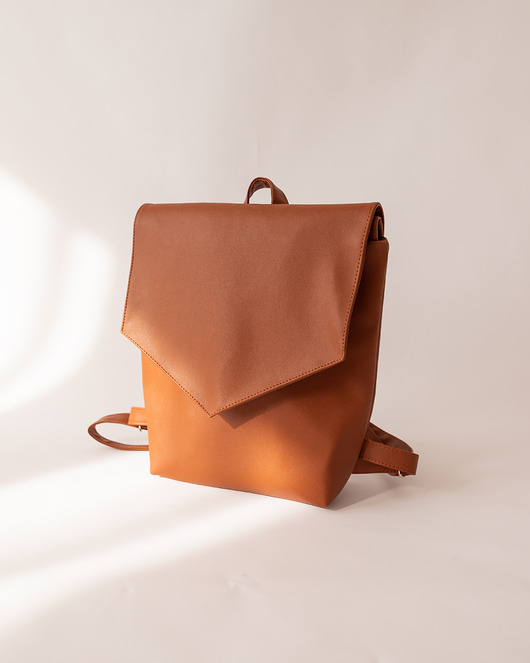 LINE Chai-Brown Vegan-Leather Backpack