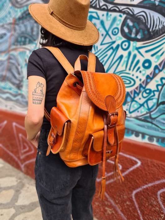 Plecak skórzany ręcznie robiony Viajero Średni na weekend w góry