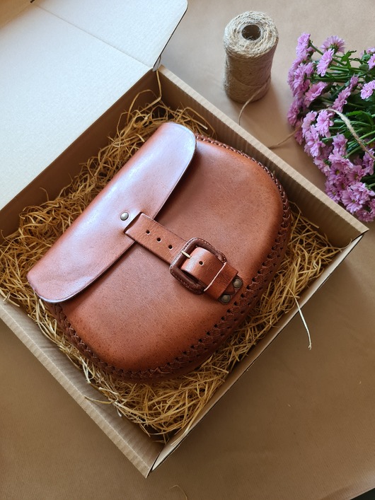 Torebka skórzana ręcznie robiona góralska Elena na ramię skóra