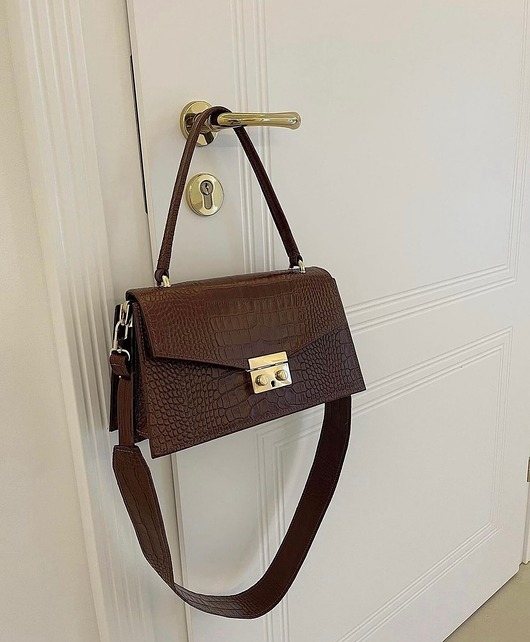 Torebka Skórzana AMAIA II M koniak CroCo