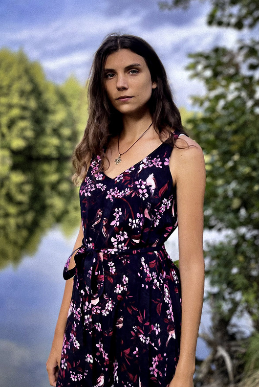 Maxi SUKIENKA w kwiaty boho dwustronny dekolt, autorski print 100% wiskoza