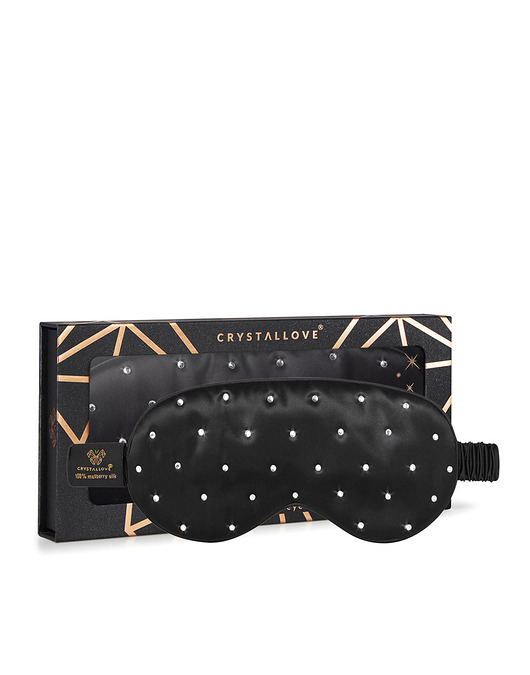 CRYSTALLOVE Opaska na oczy z jedwabiu z kryształkami - black