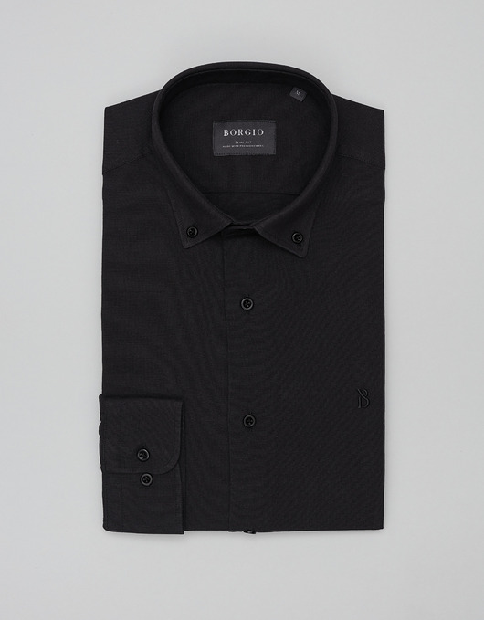 Koszula męska oleggio 00467 długi rękaw czarny slim fit